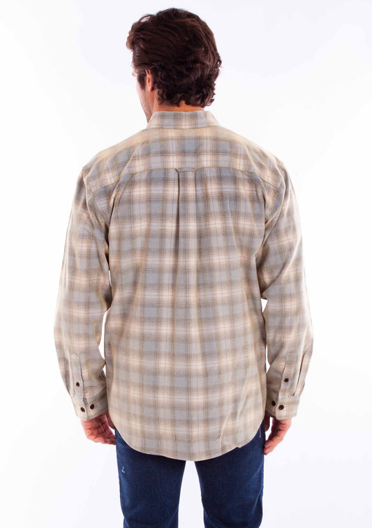 Scully Leather Mens Blue-Tan Flannel Shirt - Flyclothing LLC