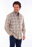 Scully Leather Mens Blue-Tan Flannel Shirt - Flyclothing LLC