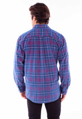 Scully Leather Mens Red-Blue Flannel Shirt - Flyclothing LLC