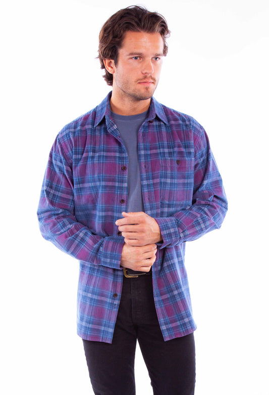 Scully Leather Mens Red-Blue Flannel Shirt - Flyclothing LLC