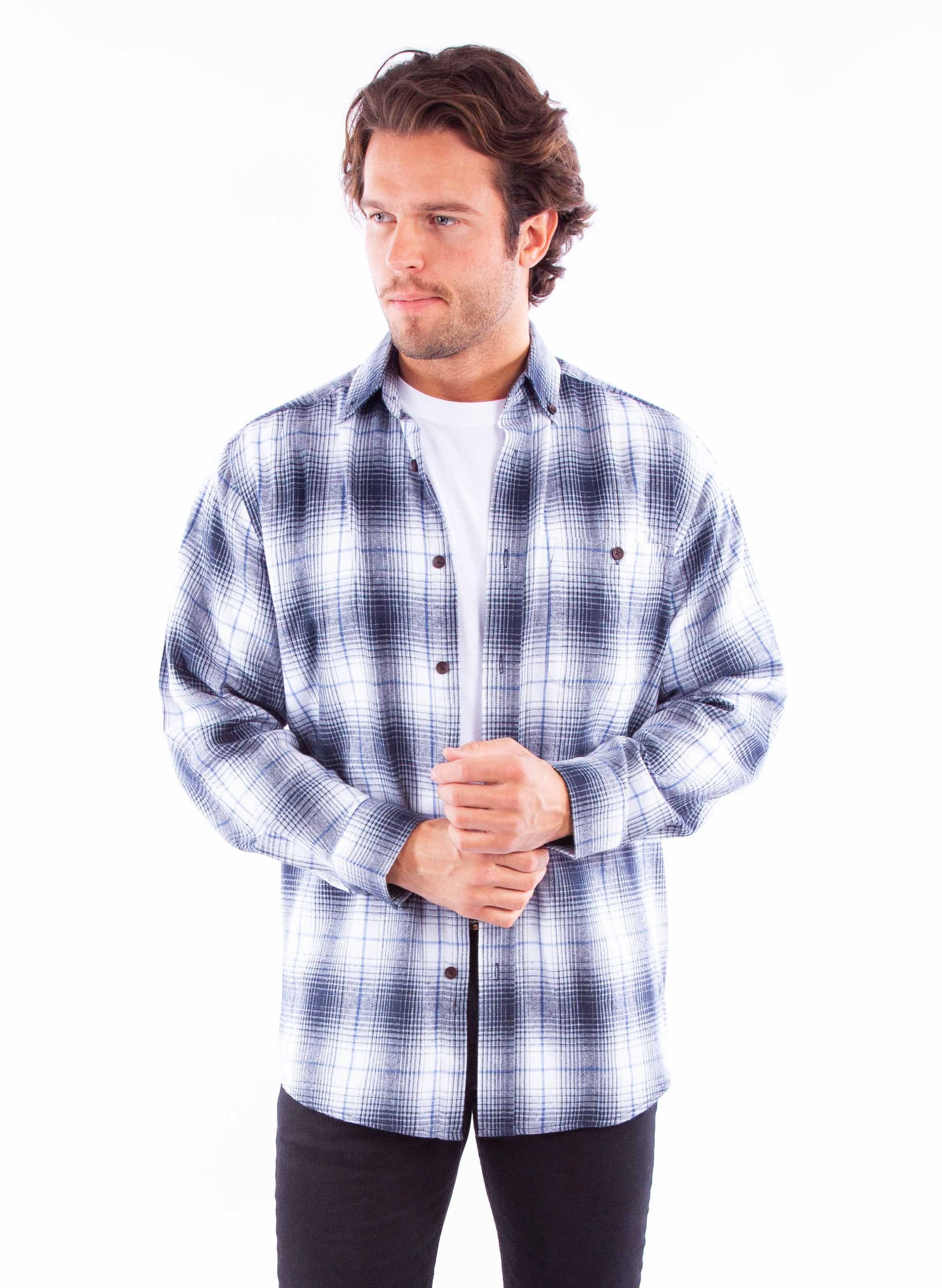 Scully Leather Blue-White Flannel Shirt - Flyclothing LLC