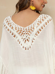 Cutout Ruffled Half Sleeve Cover-Up Trendsi