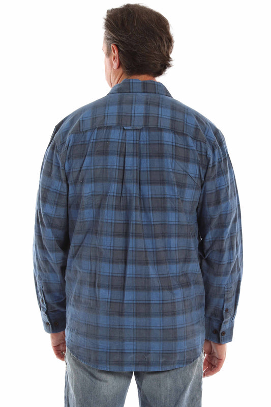 farthest point blue 100% cotton corduroy plaid shirt