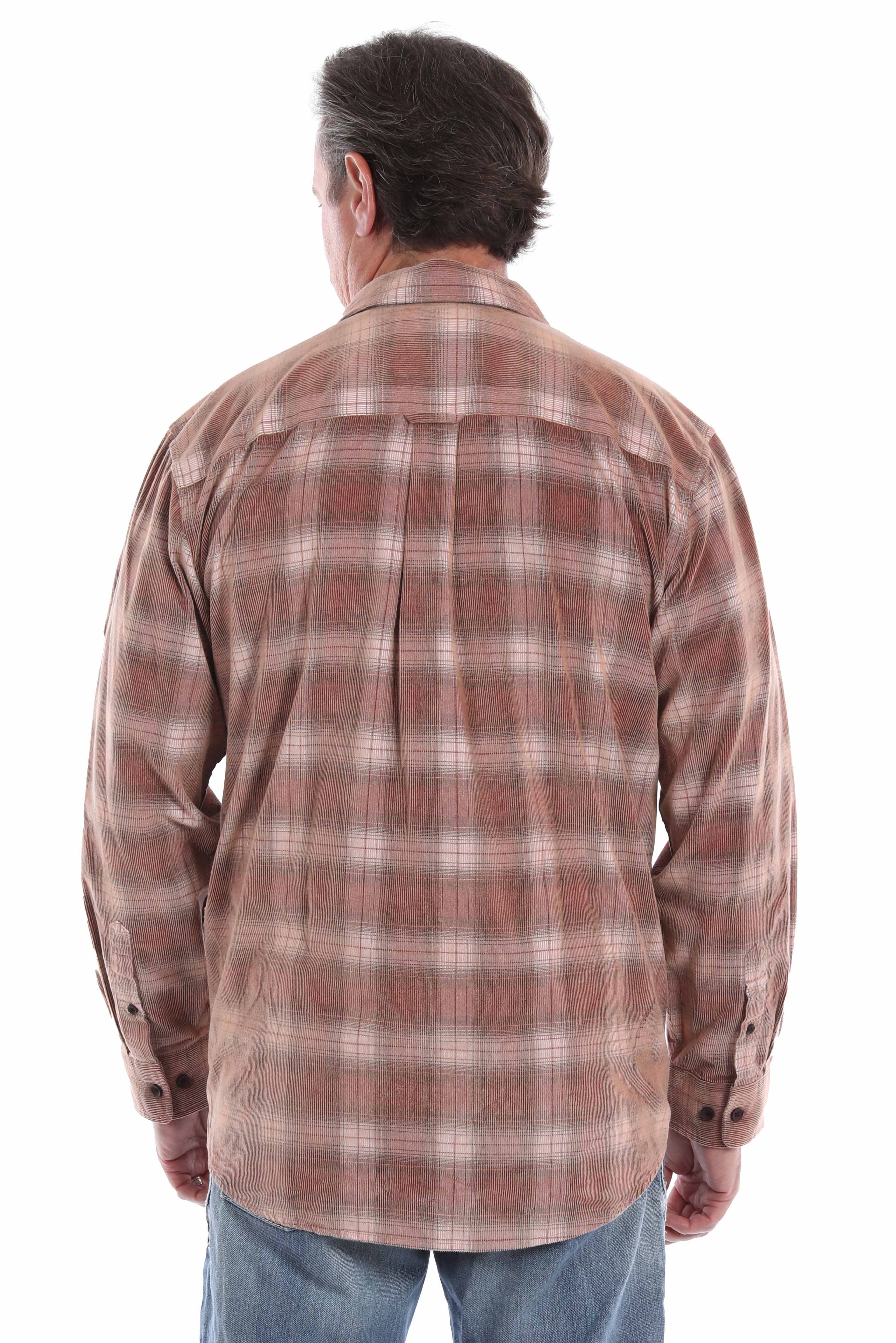 farthest point russet 100% cotton corduroy plaid shirt