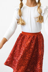 Red Sequin Twirl Skort