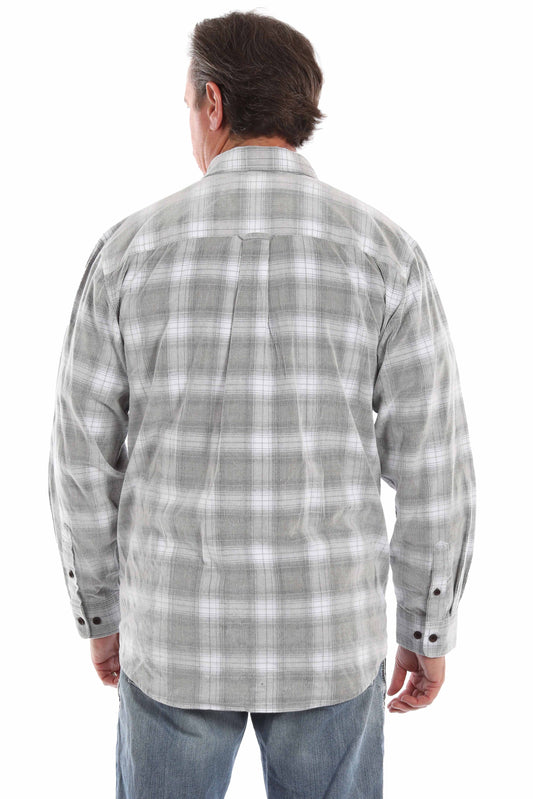 farthest point black-white 100% cotton corduroy plaid shirt