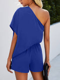 Single Shoulder Batwing Sleeve Romper - Flyclothing LLC