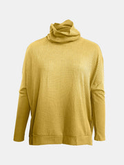 Full Size Waffle Knit Turtleneck Long Sleeve T-Shirt - Trendsi