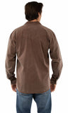 farthest point lt latte 100% cotton l/s button front w/contrast stitch