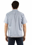 farthest point blue 100% cotton men's short sleeve shirt