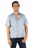 farthest point blue 100% cotton men's short sleeve shirt