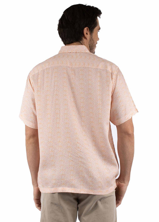 farthest point peach 100% viscose men's short sleeve shirt