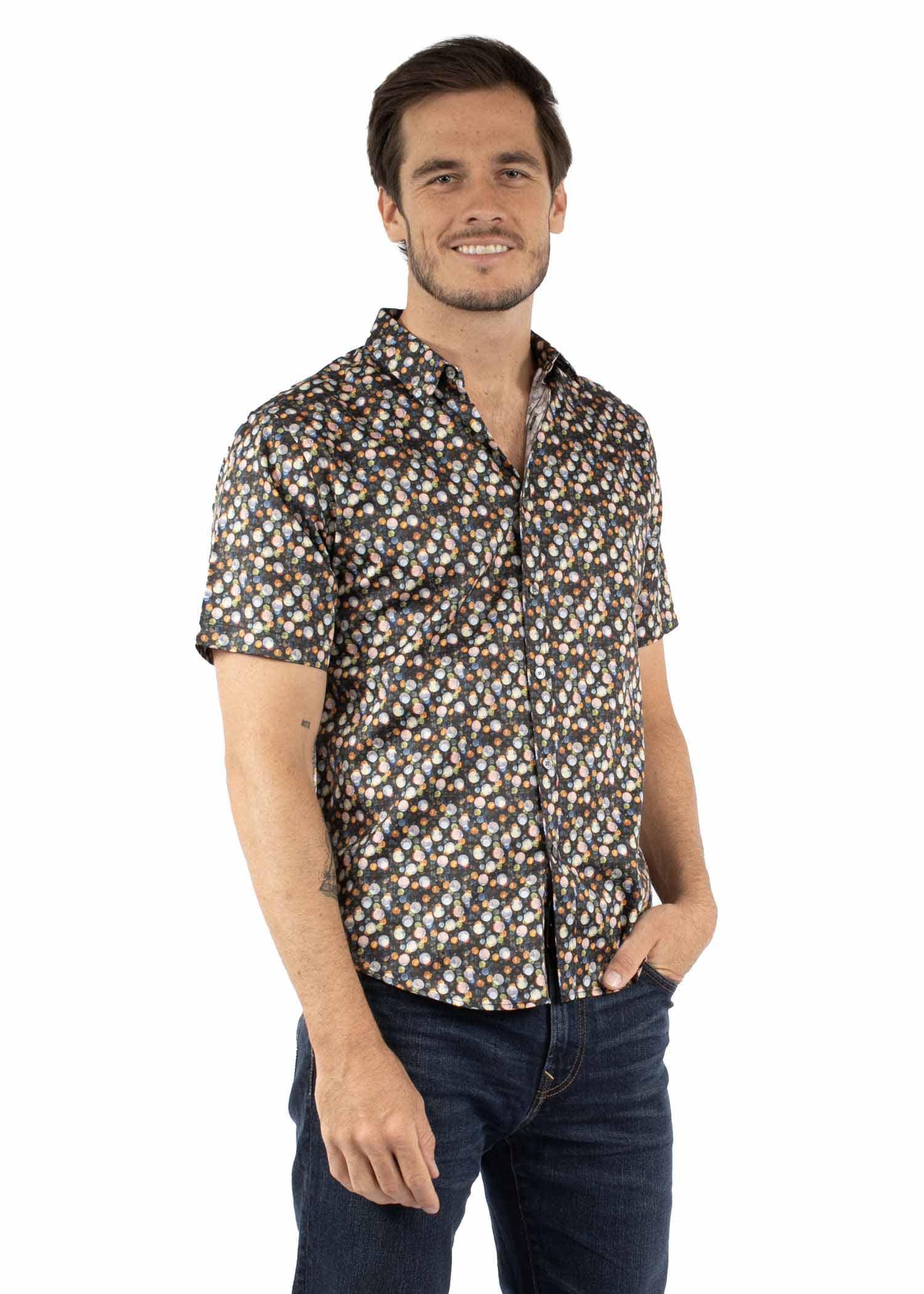 farthest point multi 100% cotton men's short sleeve shirt