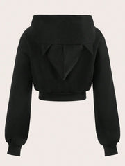 Zip Up Long Sleeve Cropped Hoodie