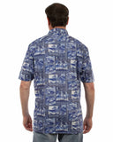 farthest point blue 100% cotton hawaiian shirt