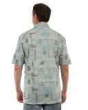 farthest point aqua 100% cotton herringbone hawaiian shirt