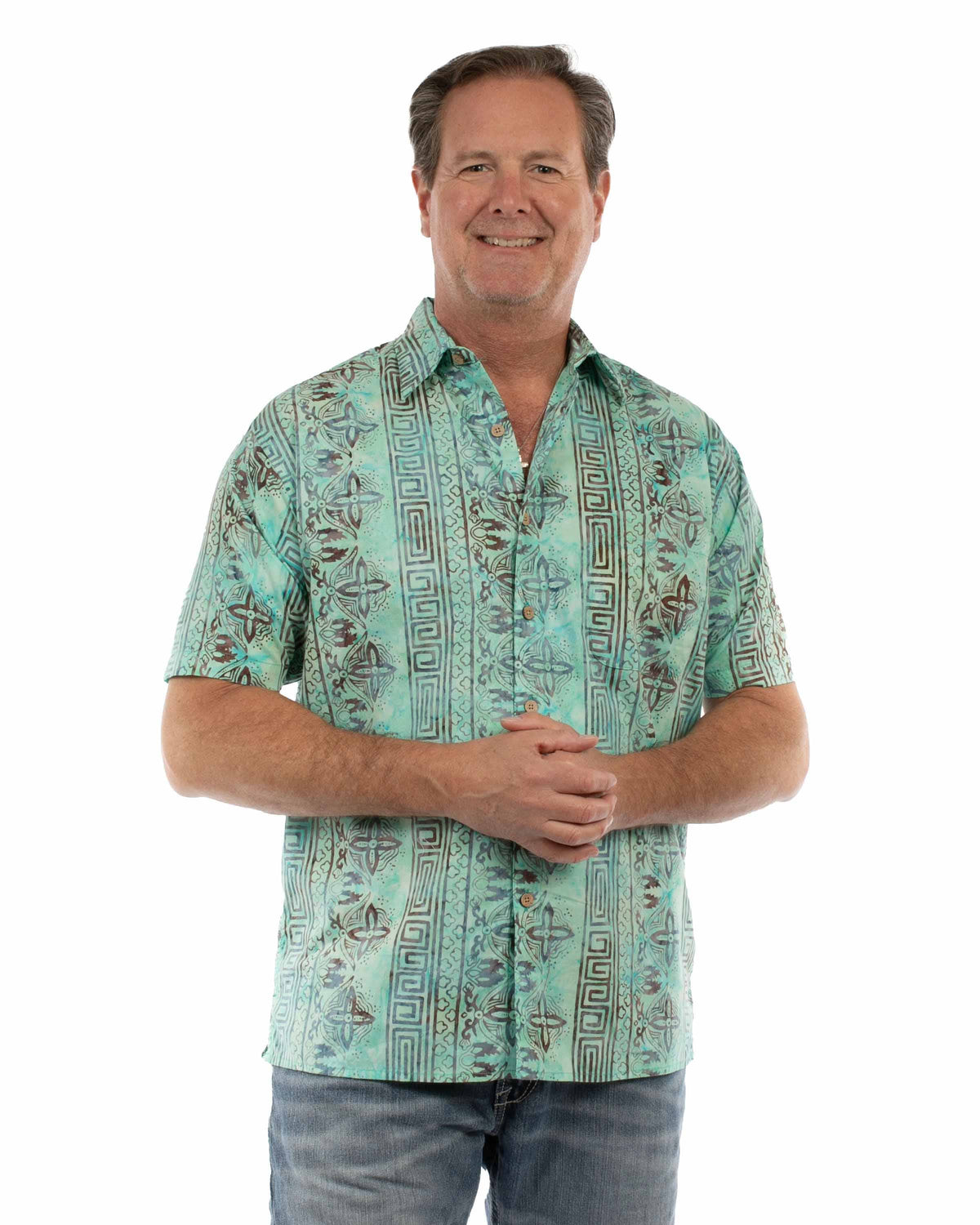 farthest point teal 100% cotton batik shirt