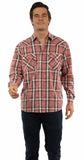 farthest point red 100% cotton l/s plaid shirt w/western yokes/snap