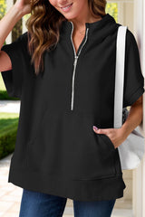 Half Zip Short Sleeve Hoodie