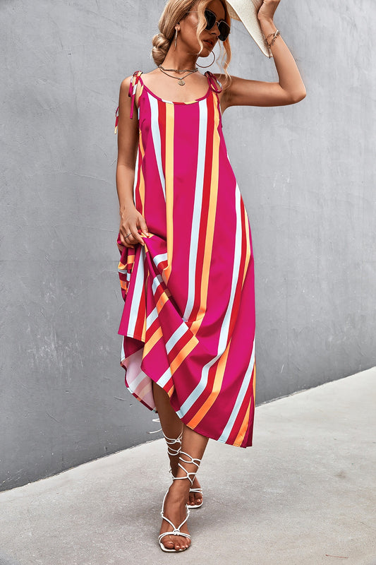 Striped Scoop Neck Cami Dress Trendsi