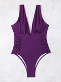 Plunge Wide Strap One-Piece Swimwear Trendsi