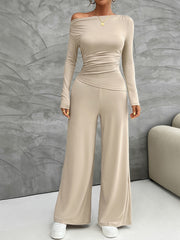 Long Sleeve Top and Wide Leg Pants Set