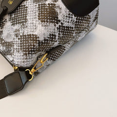 PU Leather Snakeskin Print Crossbody Bag - Trendsi