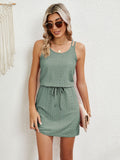 Eyelet Scoop Neck Sleeveless Dress - Flyclothing LLC