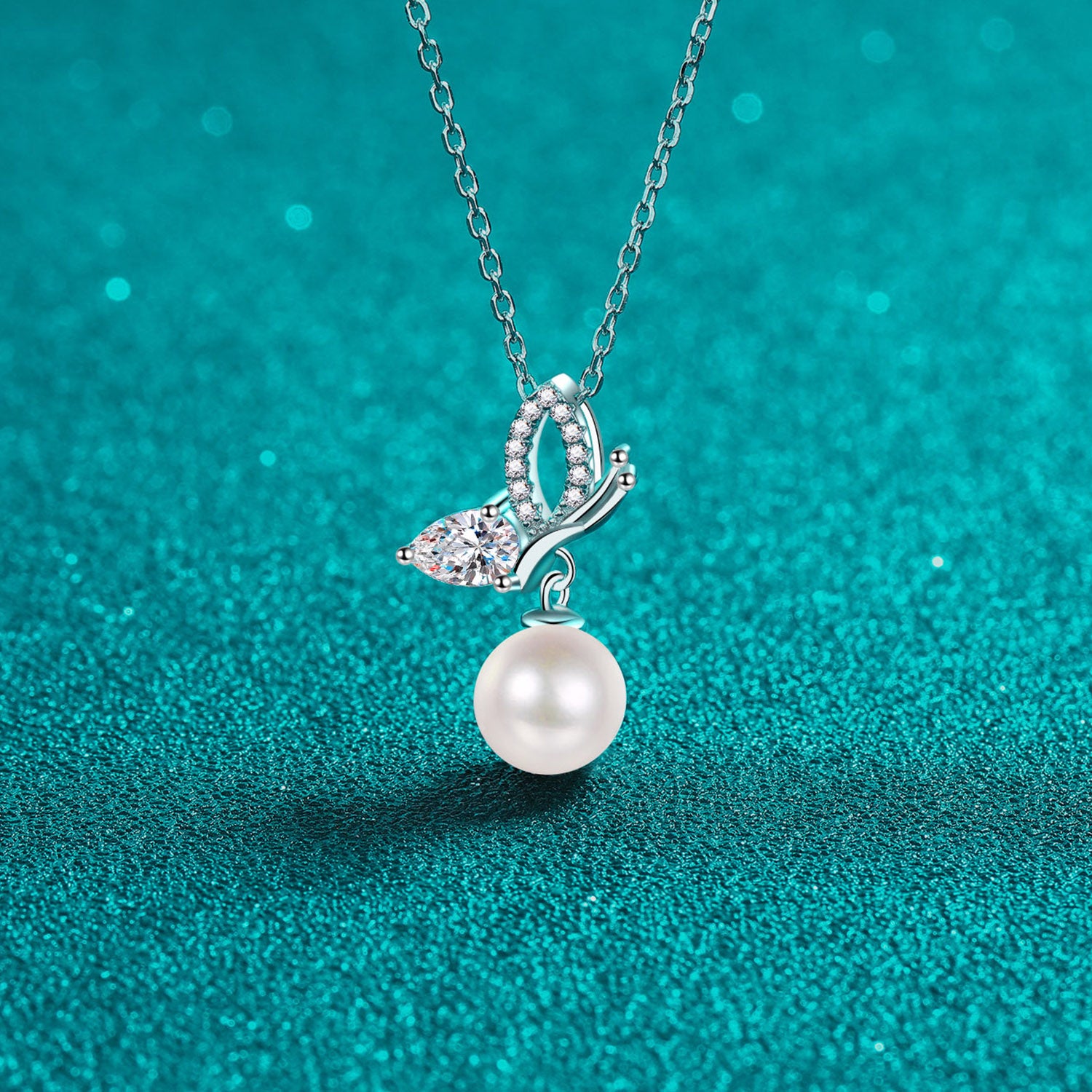 Pearl Pendant Moissanite 925 Sterling Silver Necklace - Flyclothing LLC