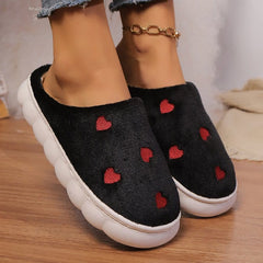 Heart Round Toe Flat Slippers - Trendsi