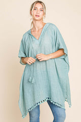 Cotton Bleu by Nu Label Tassel Hem Hooded Cover Up - Trendsi