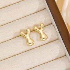 18K Gold-Plated Bubble Letter Stud Earrings - Trendsi