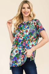 Celeste Full Size Round Neck Short Sleeve Floral T-Shirt - Trendsi