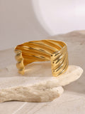 18K Gold-Plated Stainless Steel Open Ring - Trendsi