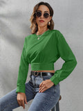 Round Neck Long Sleeve Blouse - Flyclothing LLC