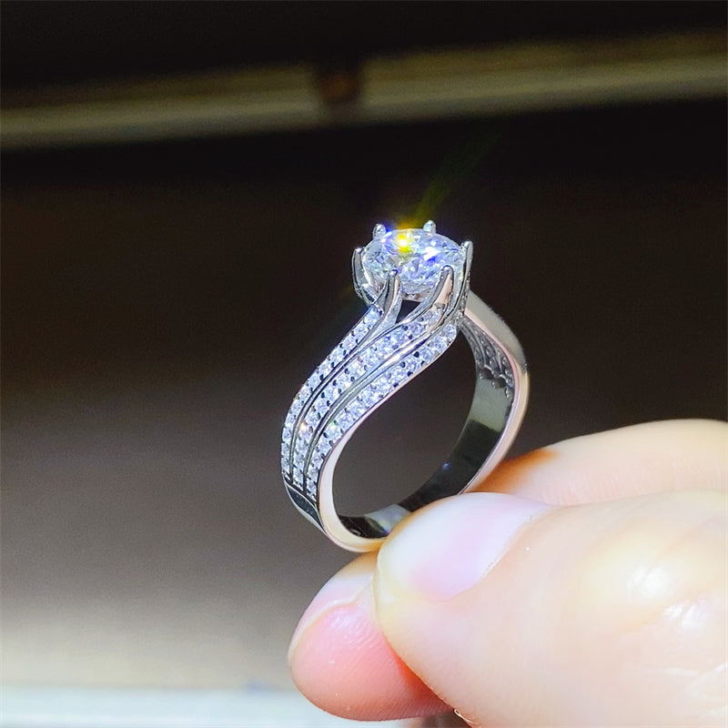 1 Carat Moissanite 925 Sterling Silver Ring Trendsi