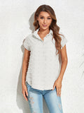 Swiss Dot Button Up Cap Sleeve Shirt - Flyclothing LLC