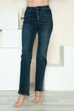 Judy Blue Full Size Button Fly Hem Destroy Straight Jeans - Trendsi