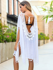 Tassel Cutout Half Sleeve Cover-Up Trendsi