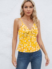 Tied Floral V-Neck Cami - Flyclothing LLC