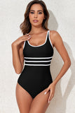 Contrast Trim Scoop Neck One-Piece Swimwear - Flyclothing LLC