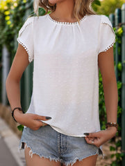 Round Neck Petal Sleeve Blouse Trendsi