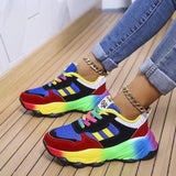 Lace-Up Mesh Round Toe Platform Sneakers