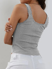 Lace Detail Square Neck Tank Trendsi