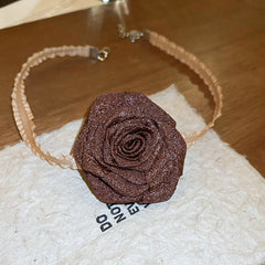 3D Rose Alloy Buckle Necklace Trendsi