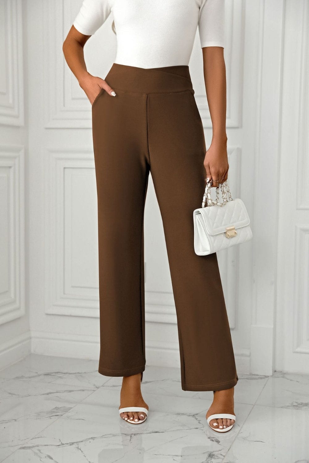 High Waist Straight Leg Pants - Trendsi