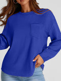 Full Size Texture Round Neck Long Sleeve Sweatshirt - Trendsi