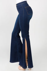 American Bazi Side Slit Flare Jeans - Trendsi