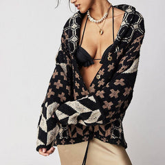 Collared Neck Long Sleeve Cardigan - Trendsi