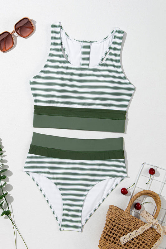 Striped Wide Strap Bikini Set Trendsi